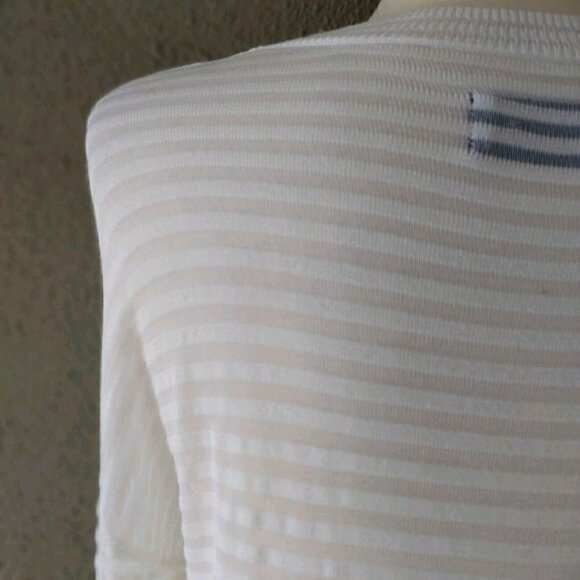 RtA Gilda Sweater Semi-Sheer Striped Print Long Sleeves in White Cloud Size M - Picture 7 of 7